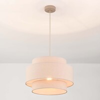 Pendellampa Corra - beige med skiktad linneskärm