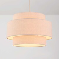 Pendellampa Corra - beige med skiktad linneskärm