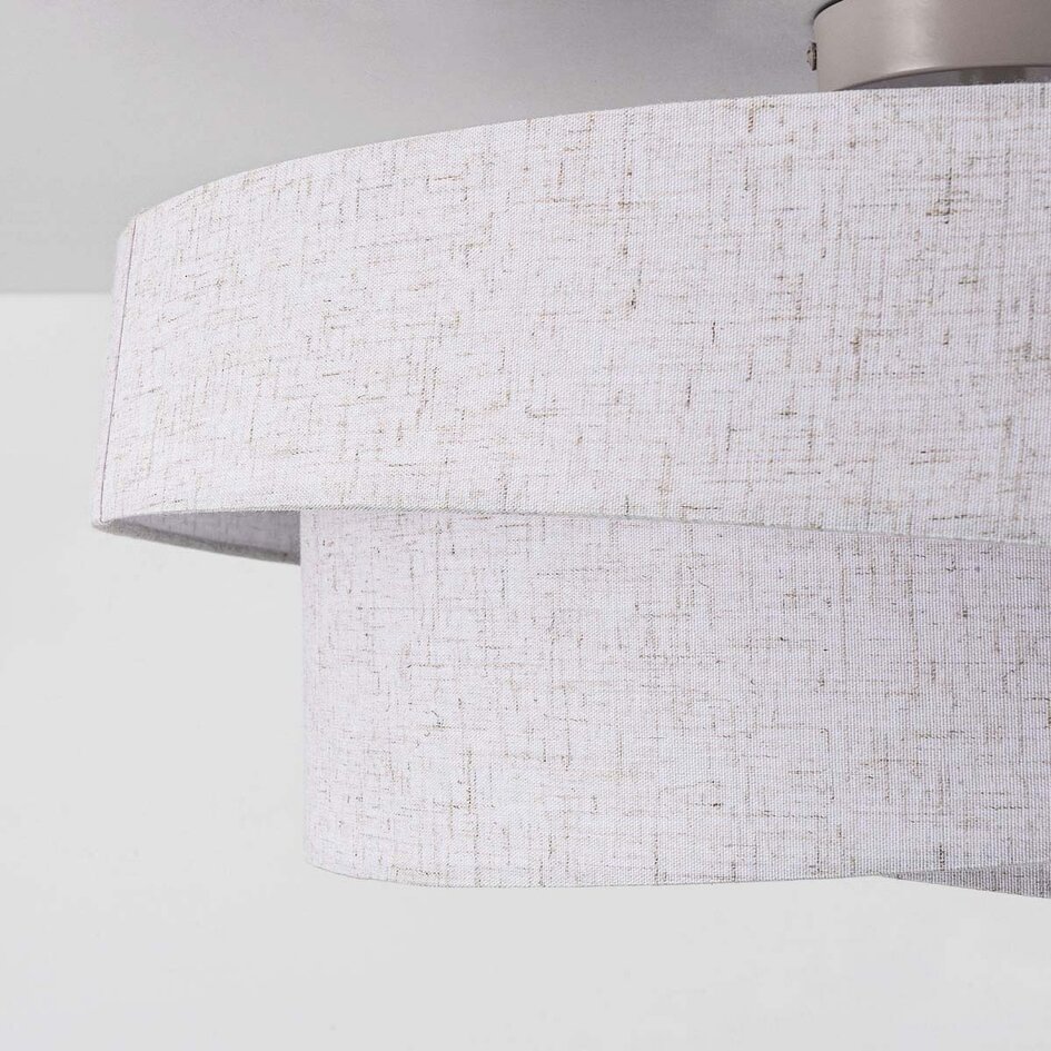 Taklampa Neroi med tre lampor - beige med skiktade linneskärmar