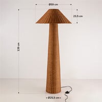 Golvlampa Vasari i bohostil av handflätad rotting