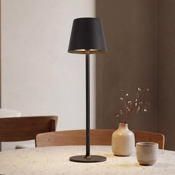 Sladdlös bordslampa Silo med dimbart och ställbart ljus - svart