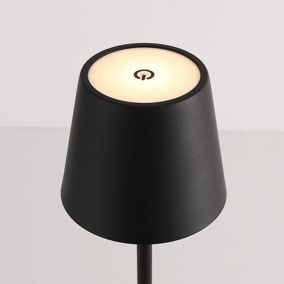 Sladdlös bordslampa Silo med dimbart och ställbart ljus - svart