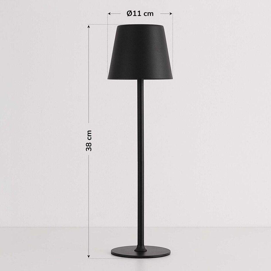 Sladdlös bordslampa Silo med dimbart och ställbart ljus - svart