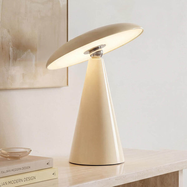 Uppladdningsbar bordslampa Ariso med touchdimmer och ställbart ljus - creme