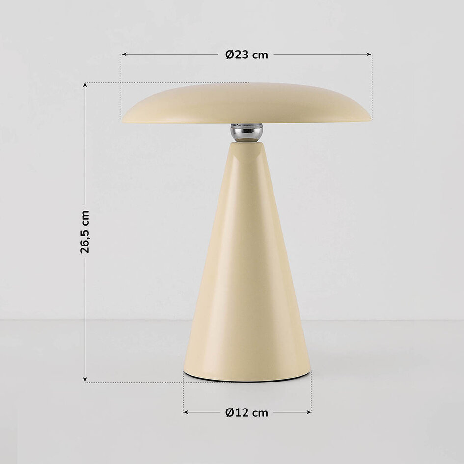 Uppladdningsbar bordslampa Ariso med touchdimmer och ställbart ljus - creme