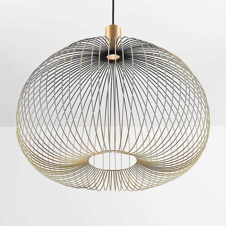 Pendellampa Noblin Ø60 cm - svart med guldmetall, 60 cm