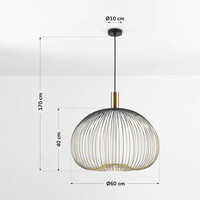 Pendellampa Noblin Ø60 cm - svart med guldmetall, 60 cm