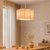 Pendellampa Hiras Ø40 cm - beige med linneskärm