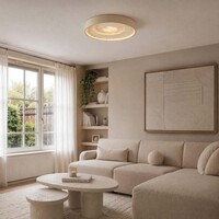 3-stegs dimbar taklampa Cercul med integrerad LED och steneffekt i beige