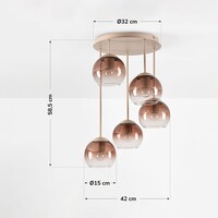 Taklampa Carat med ombre-glas i beige