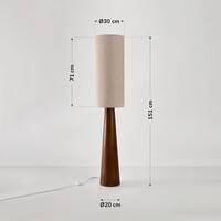 Golvlampa Liera med linneskärm och träfot