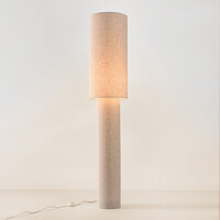 Golvlampa Misja med linneskärm och fot - bruten vit