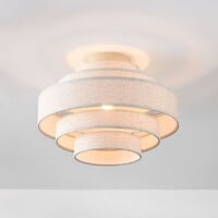 Plafondlampa Mavro med skiktade linneskärmar i off-white