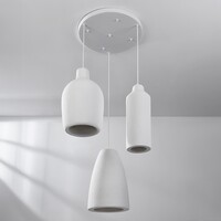 3-ljus modern Wabi Sabi taklampa med steneffekt vit - Kage