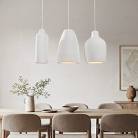 Wabi sabi-pendellampa Iki med tre lampor - vit steneffekt