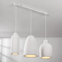 Wabi sabi-pendellampa Iki med tre lampor - vit steneffekt