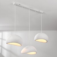 Wabi sabi-pendellampa Shibui med tre lampor - vitt stenmönster