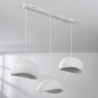 Wabi sabi-pendellampa Shibui med tre lampor - vitt stenmönster