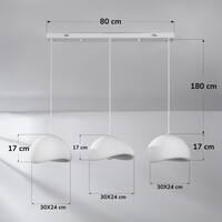 3-ljus Wabi Sabi taklampa Shibui med vit steneffekt - 3 x 30 cm