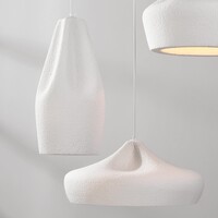 Wabi sabi-pendellampa Mizu med tre lampor - vit steneffekt