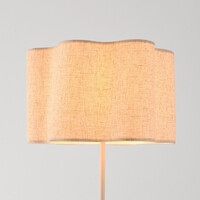 Golvlampa Hiros i beige med linneskärm