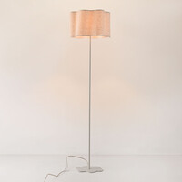 Golvlampa Hiros i beige med linneskärm