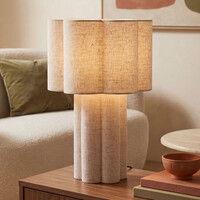 Bordslampa Hiko av linne - beige