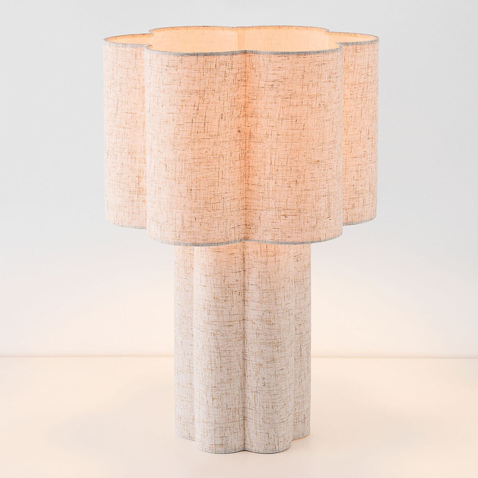 Bordslampa Hiko av linne - beige