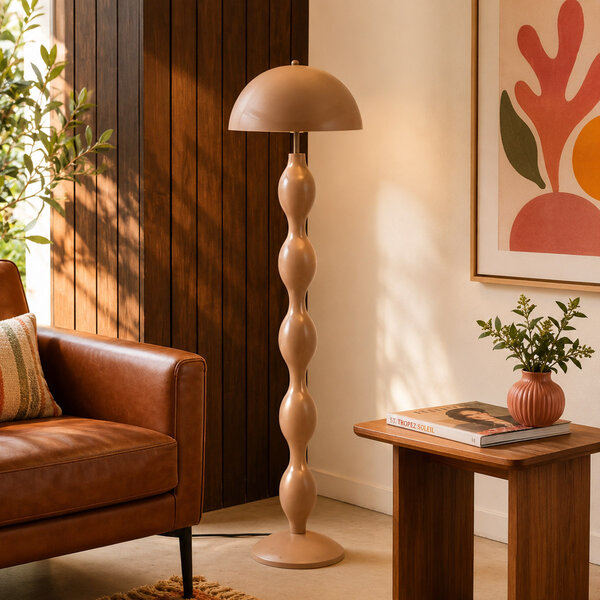 Design golvlampa Mura varm taupe i metall