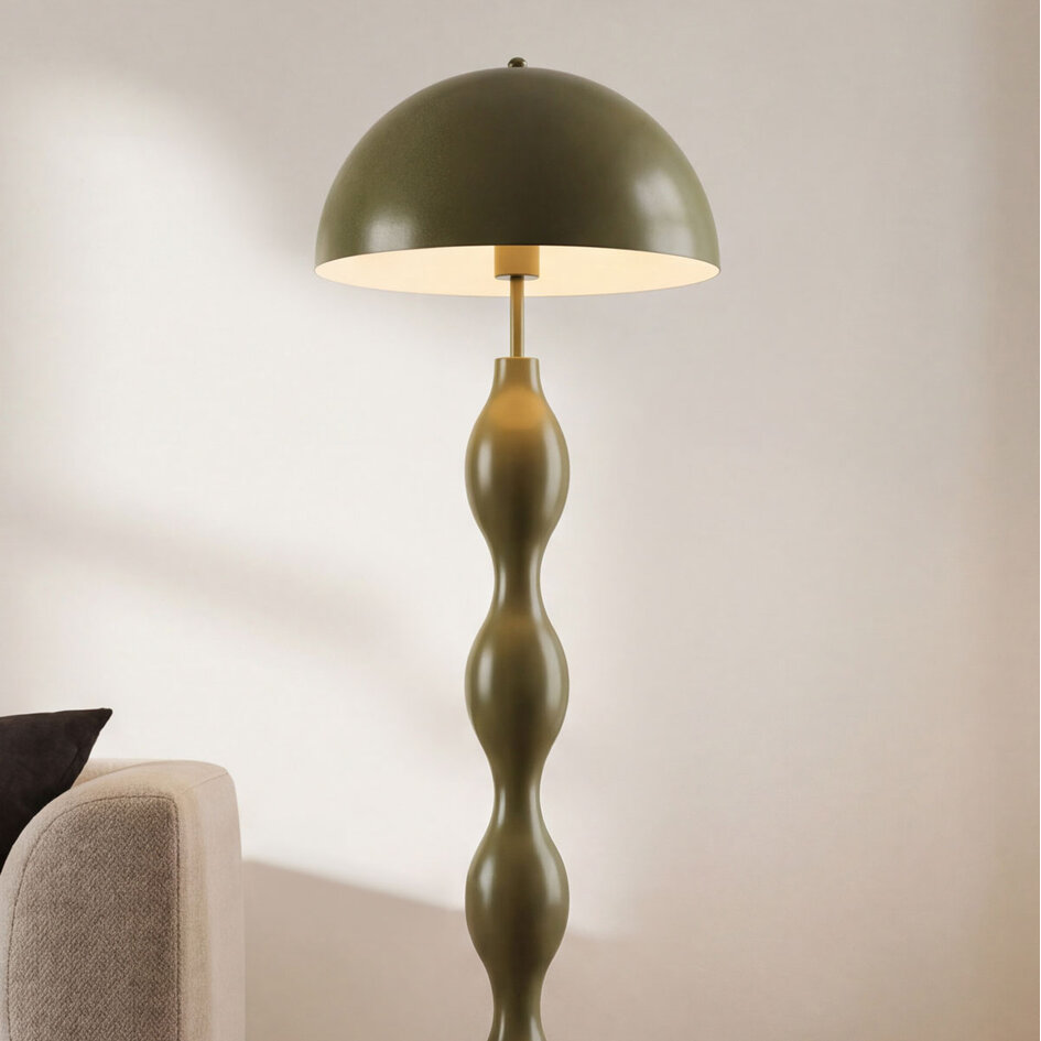 Designad golvlampa Mura i olivgrönt och metall
