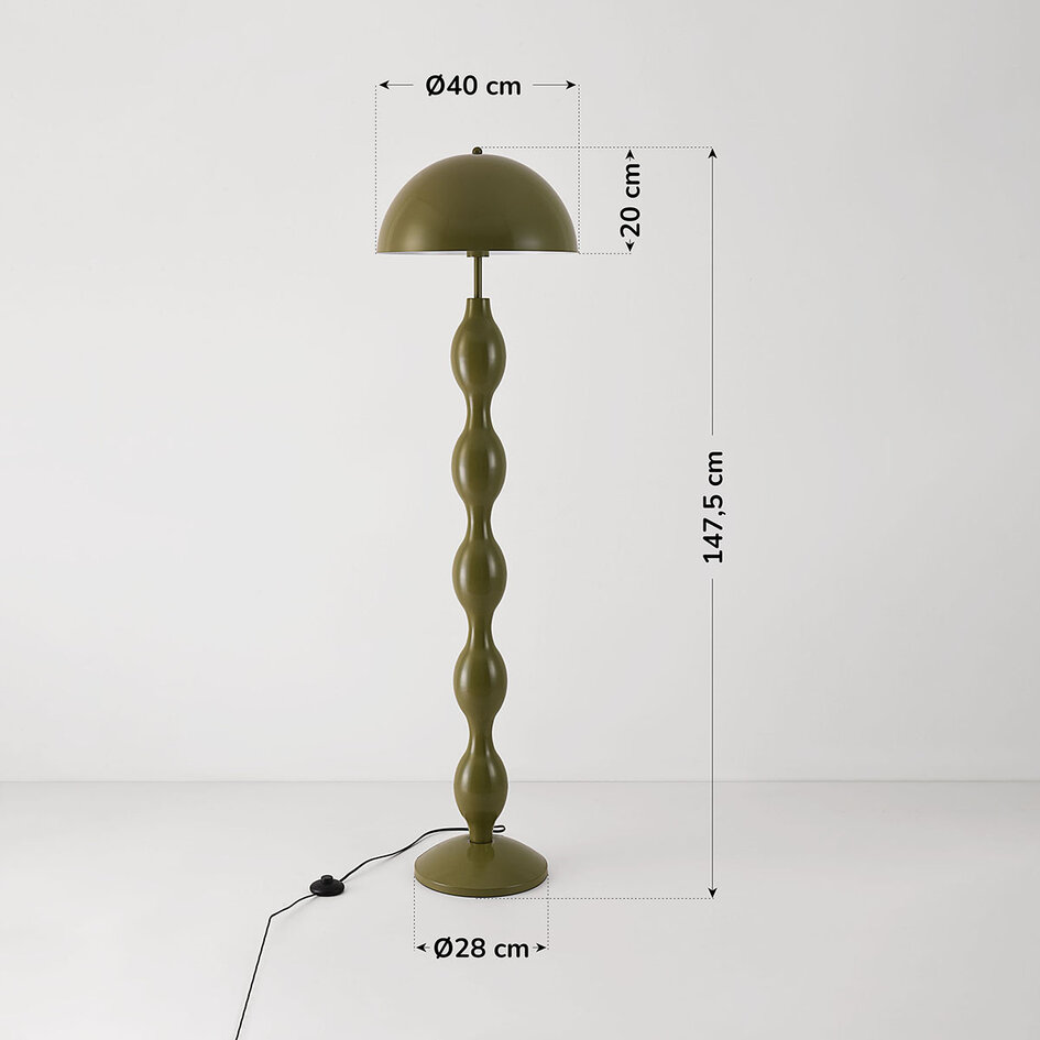 Designad golvlampa Mura i olivgrönt och metall