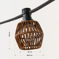 Lampslinga-set inklusive skärmar i mörk rottinglook, finns med olika LED-lampor