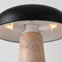 Bordslampa Tavio i Japandistil av travertin (natursten) med svart skärm