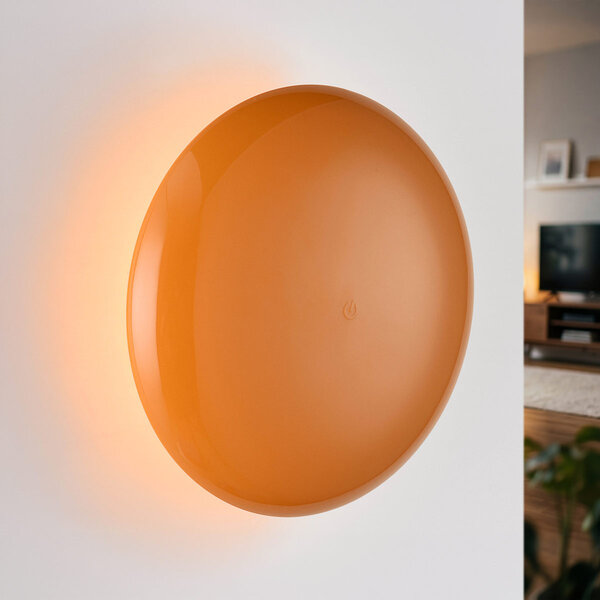Uppladdningsbar vägglampa Ariso i orange med touchdimmer och justerbar ljusfärg