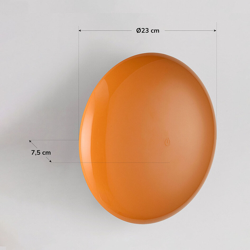 Uppladdningsbar vägglampa Ariso i orange med touchdimmer och justerbar ljusfärg