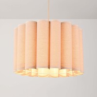 Pendellampa Celine - veckad linneskärm i beige