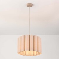 Pendellampa Celine - veckad linneskärm i beige