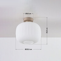 Taklampa Ilyana i räfflat mjölkvitt glas i beige