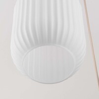Pendellampa Odalyn med sex lampor - beige med räfflat mjölkvitt glas
