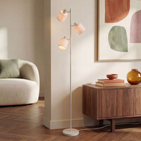 Golvlampa Avane med tre lampor och ställbara linneskärmar - beige