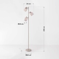Golvlampa Avane med tre lampor och ställbara linneskärmar - beige