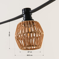 Lampslinga-set inklusive skärmar i ljus rottinglook, finns med olika LED-lampor