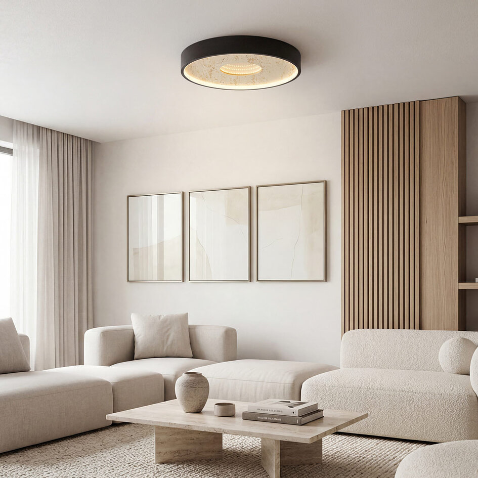 Taklampa Phobos 3-stegs dimbar LED i svart och beige
