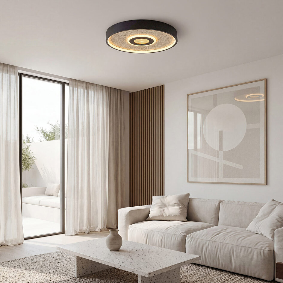 Taklampa Deimos 3-stegs dimbar LED i svart och beige