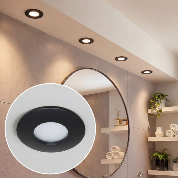 Infälld spotlight Rex svart för badrummet