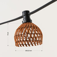 Lampslinga-set inklusive skärmar i mörk träfärg med rottinglook, finns med olika LED-lampor