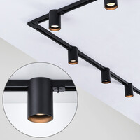 Set med 1-fas skensystem på 3 meter med Zylox-spotlights, svart