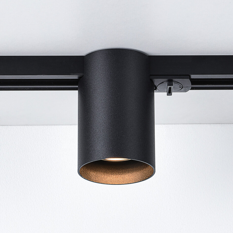 Set med 1-fas skensystem på 3 meter med Zylox-spotlights, svart