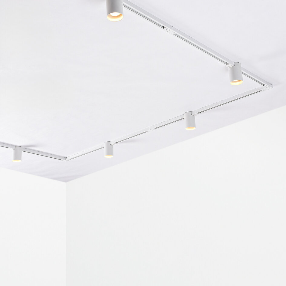 Set med 1-fas skensystem på 3 meter med Zylox-spotlights, vit