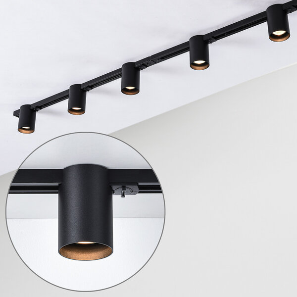 1-fas skensystem på 1,5 meter med Zylox spotlights - svart